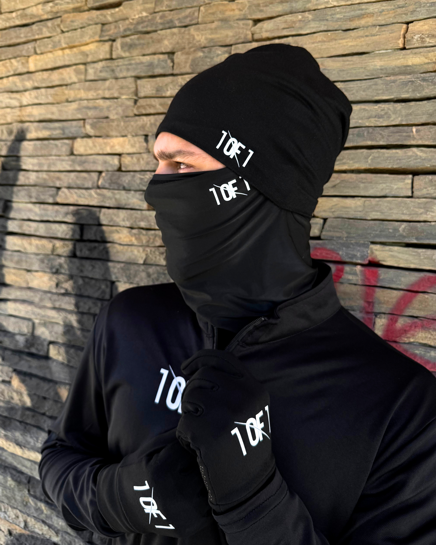 1OF1 football accessories lifestyle — snood and gloves cold weather gear