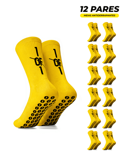 12 pares meias antiderapantes amarelas 1OF1