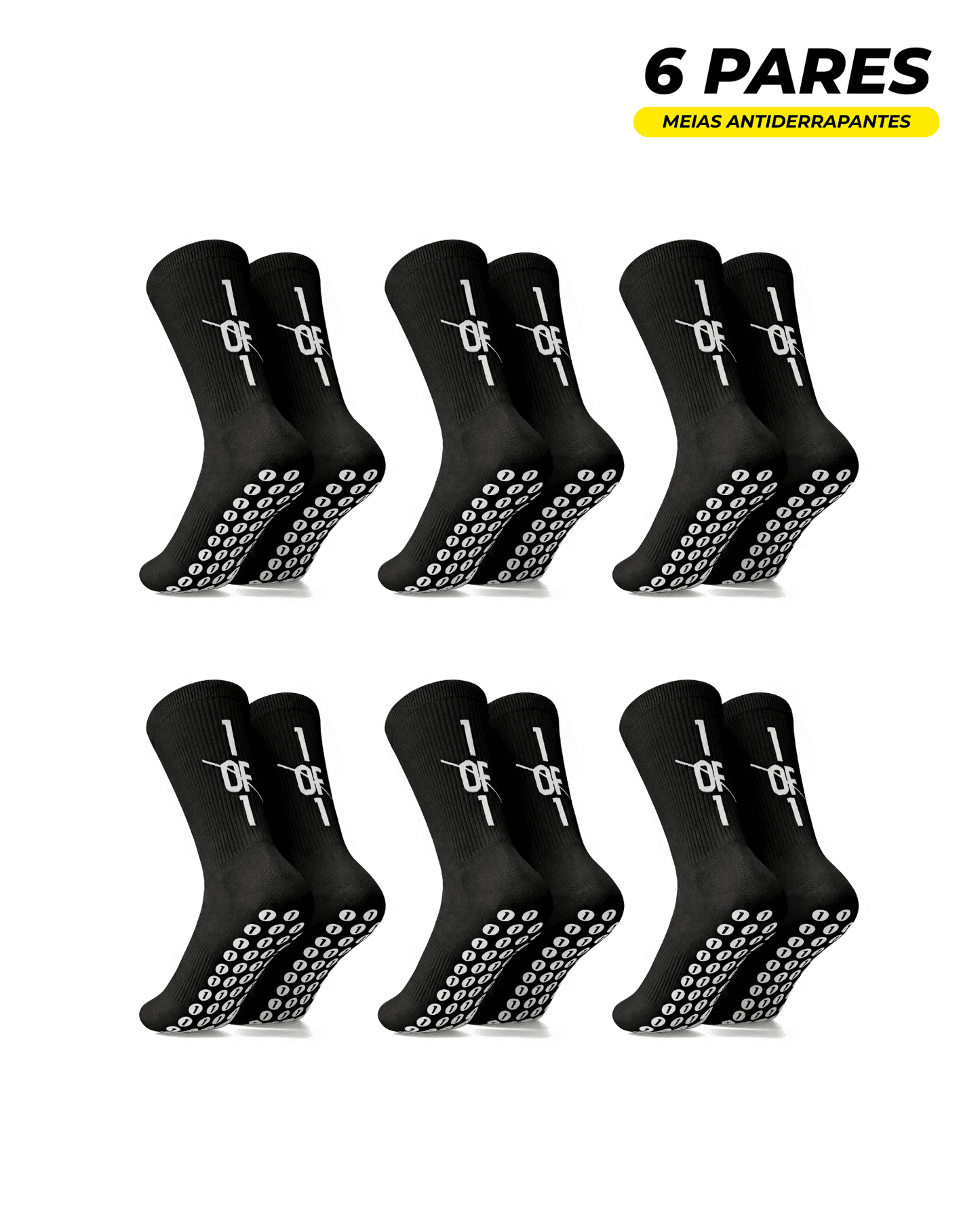 1OF1 pack 6 pares meias grip embalagem — pack de valor de meias de futebol