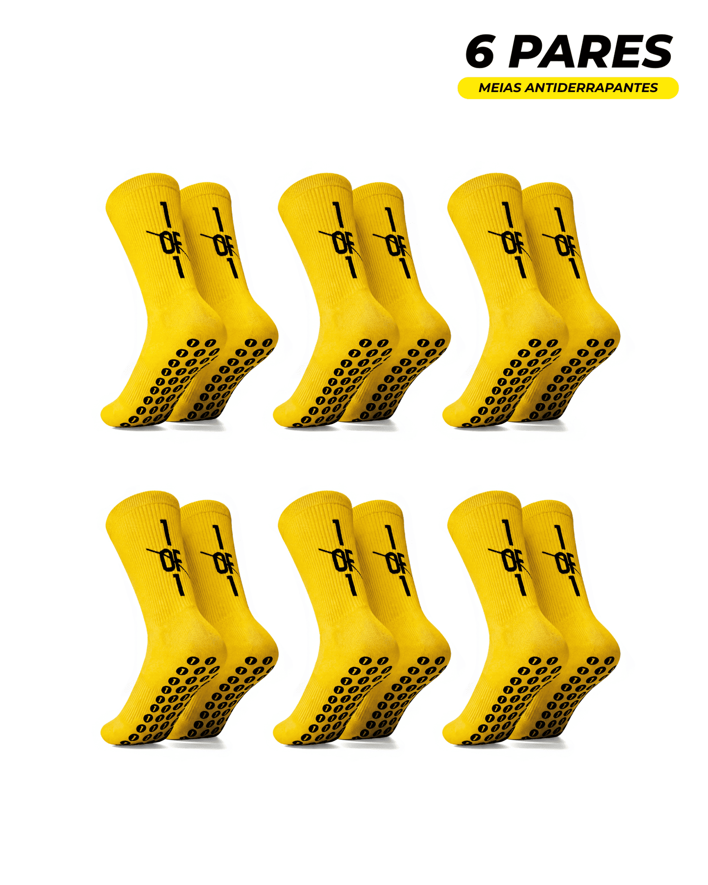 1OF1 pack 6 pares meias grip close-up — detalhe da sola antiderapante